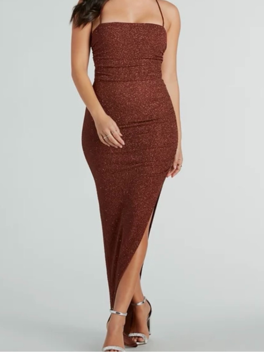 Babyboo Fashion Miley Sparkle Maxi Dress in Bronze